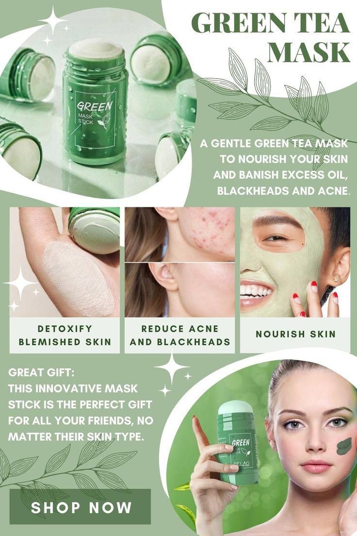 ✨ Green Tea Face Mask Stick | Deep Cleansing, Oil Control & Skin Refresher  ۔