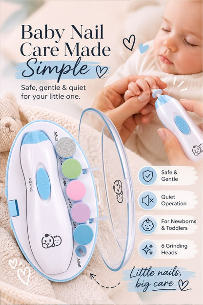 Baby Electric Nail Trimmer | Safe, Gentle & Quiet Battery-Operated Nail Clipper